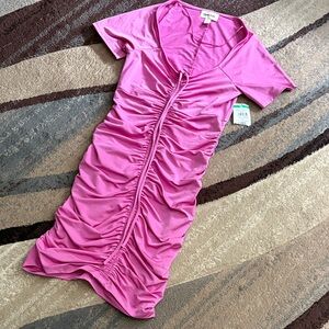 Pink Ruched Mini Dress